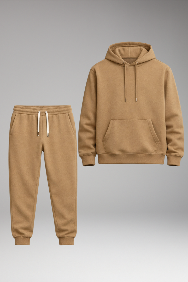 Men’s Tracksuit Set with Pull-On Hoodie and Tapered Joggers