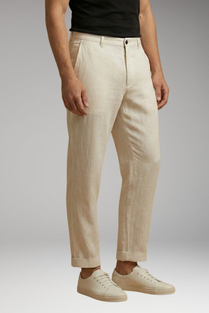 Men’s Trousers with Button Fastening and Cuffed Hems