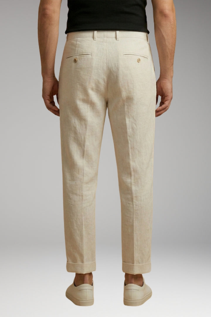 Men’s Trousers with Button Fastening and Cuffed Hems