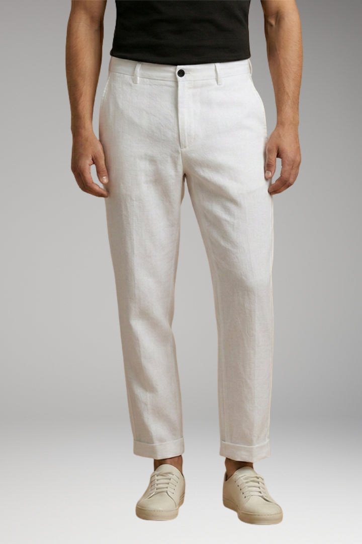 Men’s Trousers with Button Fastening and Cuffed Hems