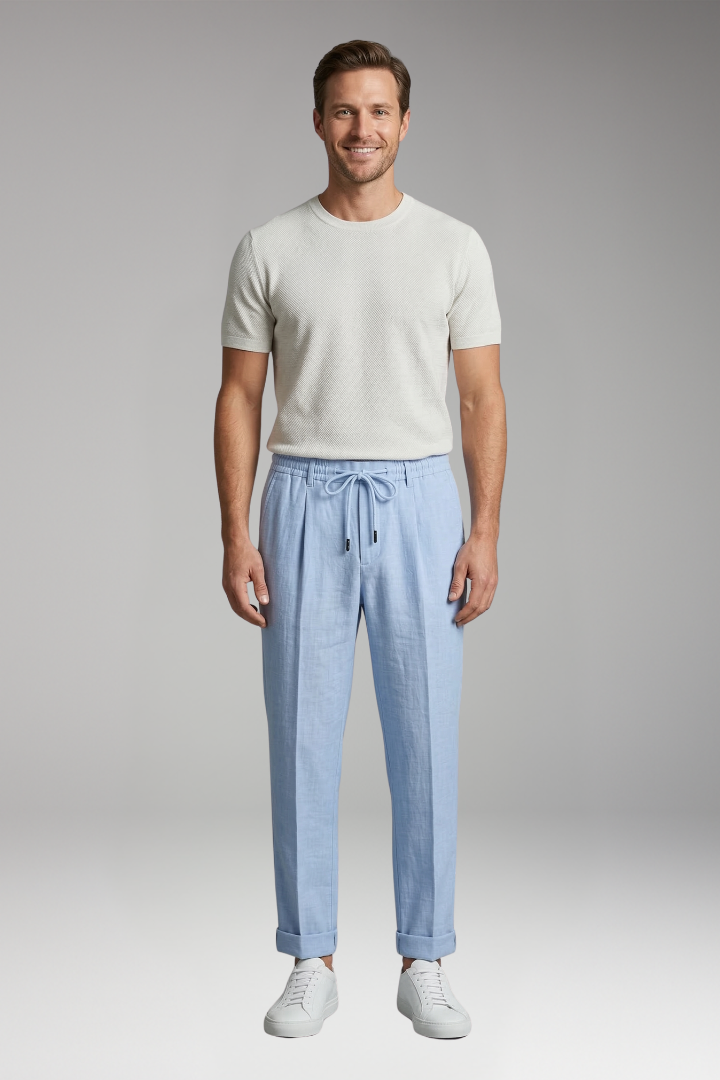 Men's Trousers with Drawstring Waist and Pockets