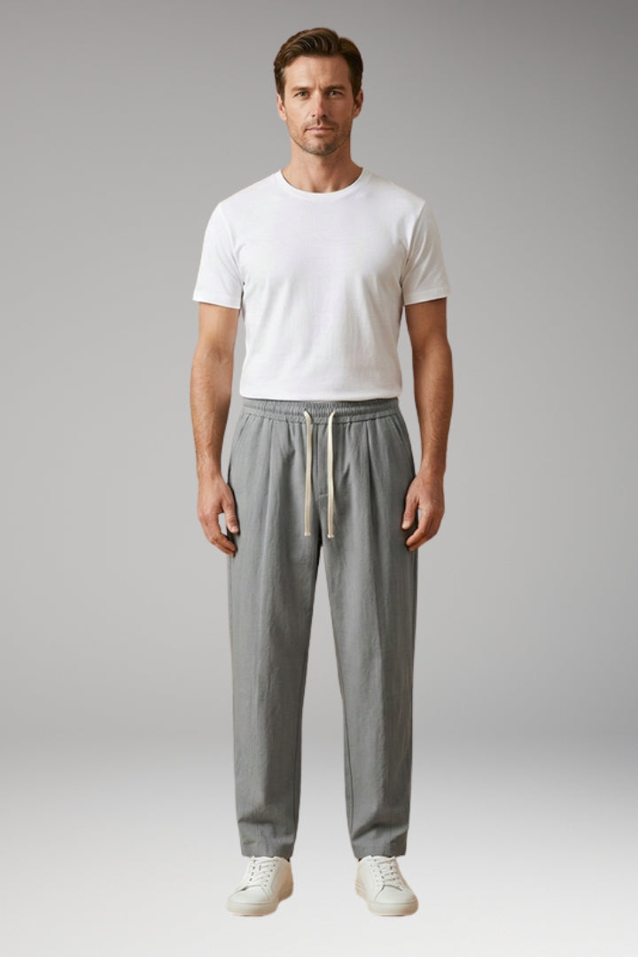 Men’s Trousers with Drawstring Waistband and Cuffed Hems