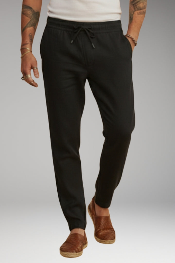 Men’s Trousers with Drawstring Waistband and Tapered Fit