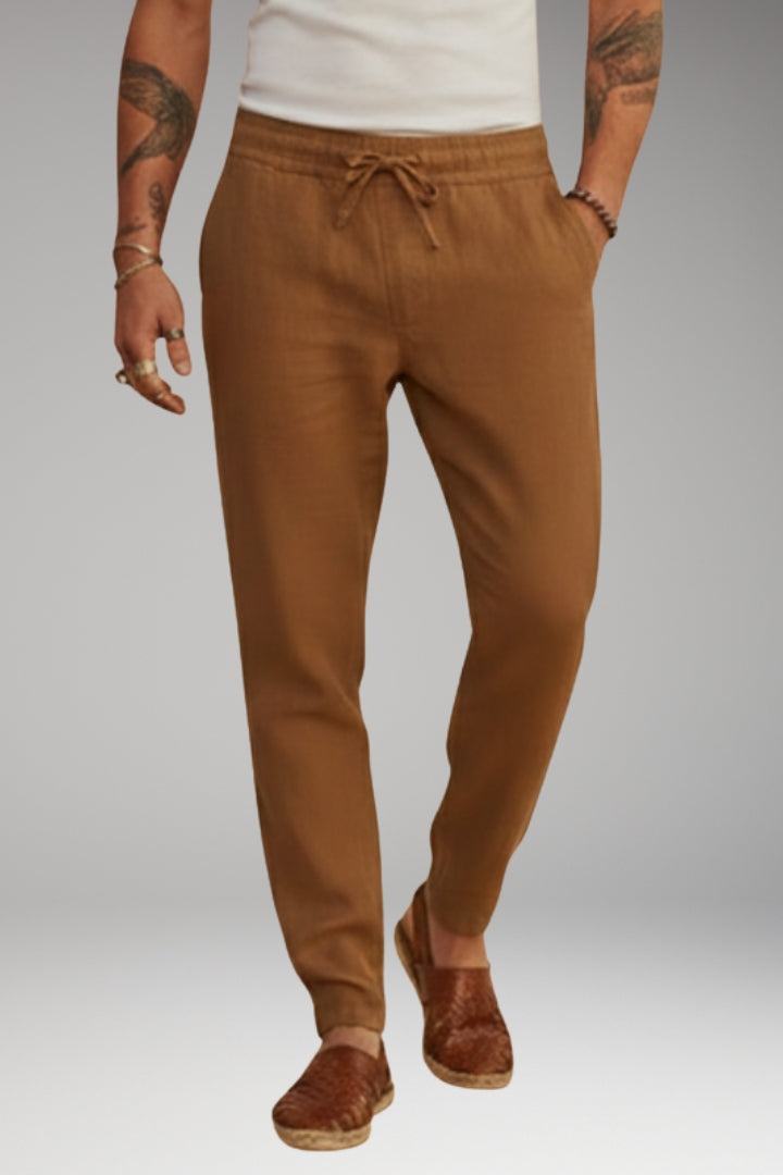 Men’s Trousers with Drawstring Waistband and Tapered Fit