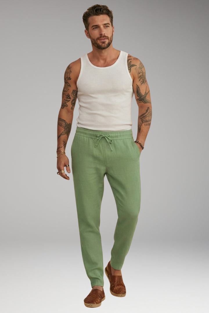 Men’s Trousers with Drawstring Waistband and Tapered Fit