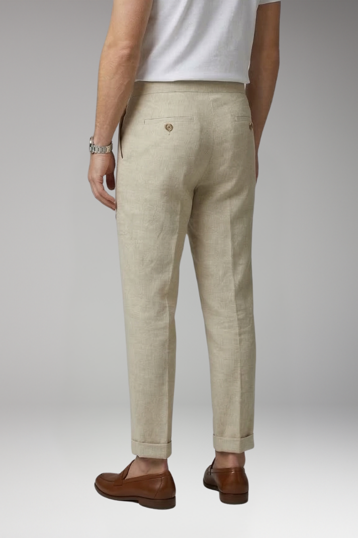 Men's Trousers with Elastic Waist and Button Details