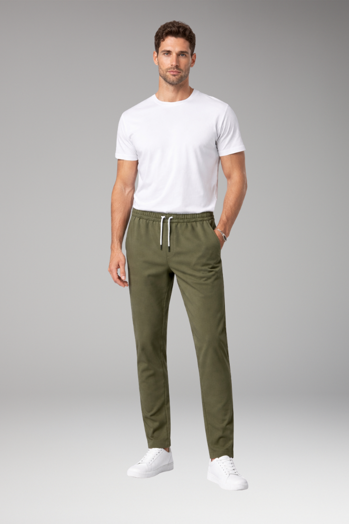 Men’s Trousers with Elastic Waist and Drawstring Closure