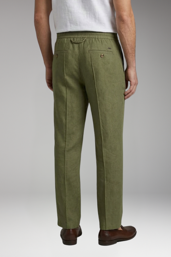 Men's Trousers with Elastic Waist and Side Buttons