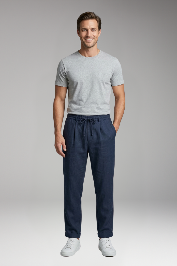 Men's Trousers with Elastic Waist and Side Pockets
