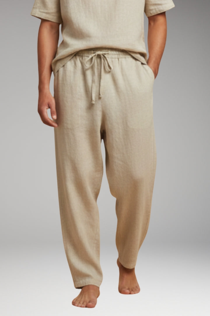 Men’s Trousers with Wide-Leg Design and Drawstring Waistband
