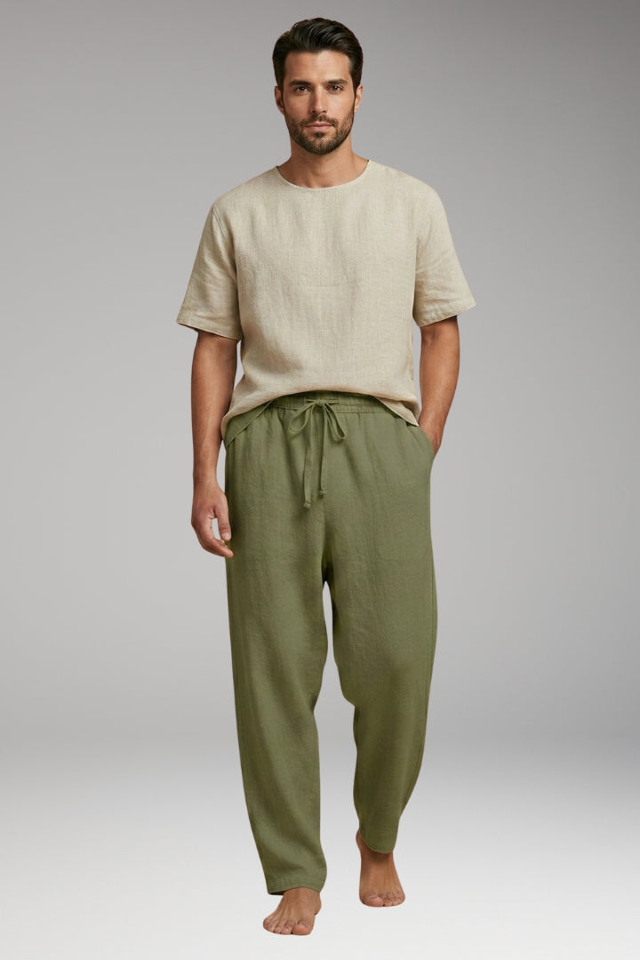 Men’s Trousers with Wide-Leg Design and Drawstring Waistband