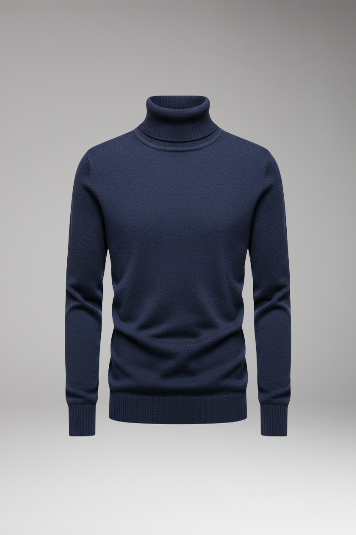 Men’s Turtleneck Jumper with Ribbed Cuffs and Ribbed Hem