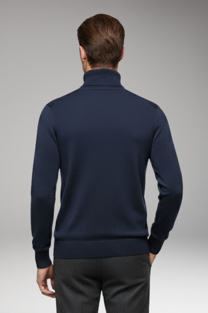 Men’s Turtleneck Jumper with Ribbed Cuffs and Ribbed Hem