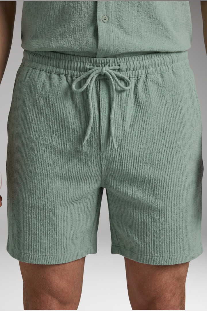 Men's Two-Piece Set with Short-Sleeve Shirt and Drawstring Shorts
