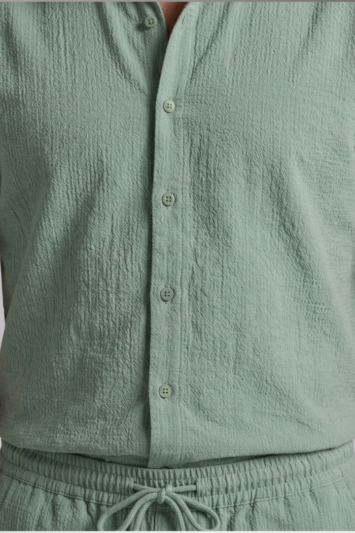 Men's Two-Piece Set with Short-Sleeve Shirt and Drawstring Shorts