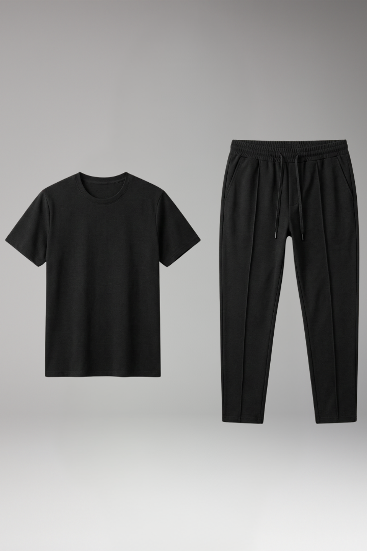 Men's Two-Piece Set with T-Shirt and Joggers for All-Season Wear