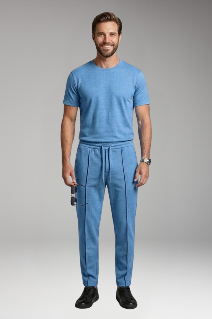 Men's Two-Piece Set with T-Shirt and Joggers for All-Season Wear