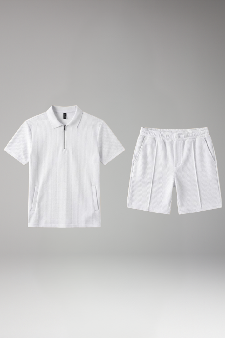 Men's Two Piece Set with Polo Top and Shorts