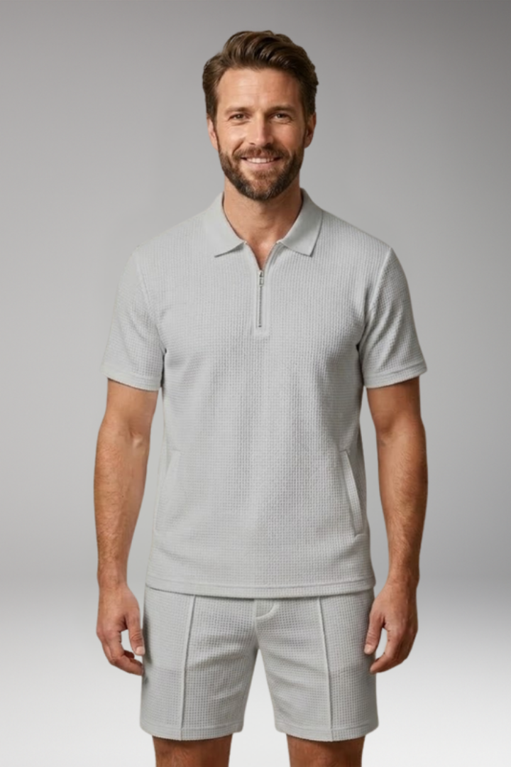 Men's Two Piece Set with Polo Top and Shorts