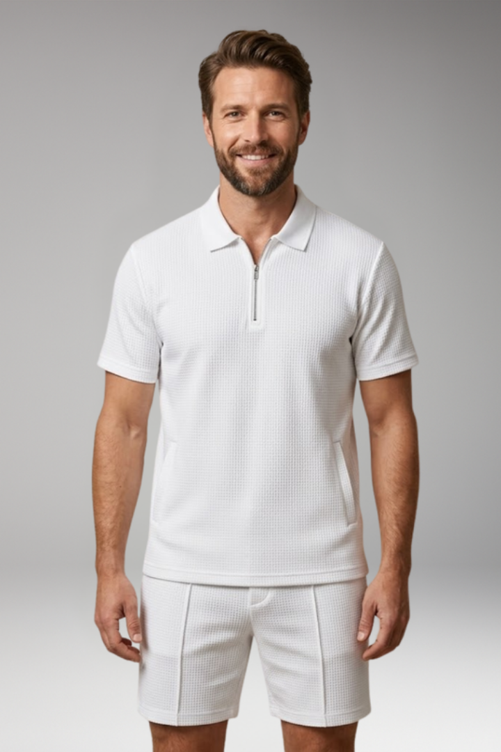 Men's Two Piece Set with Polo Top and Shorts