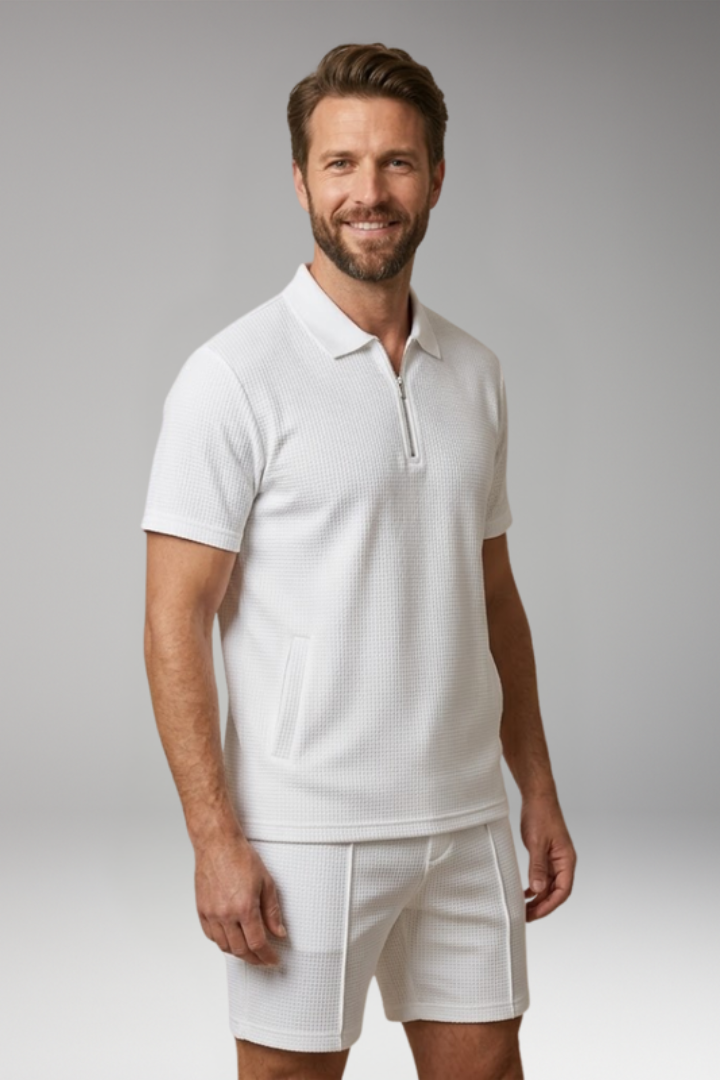 Men's Two Piece Set with Polo Top and Shorts