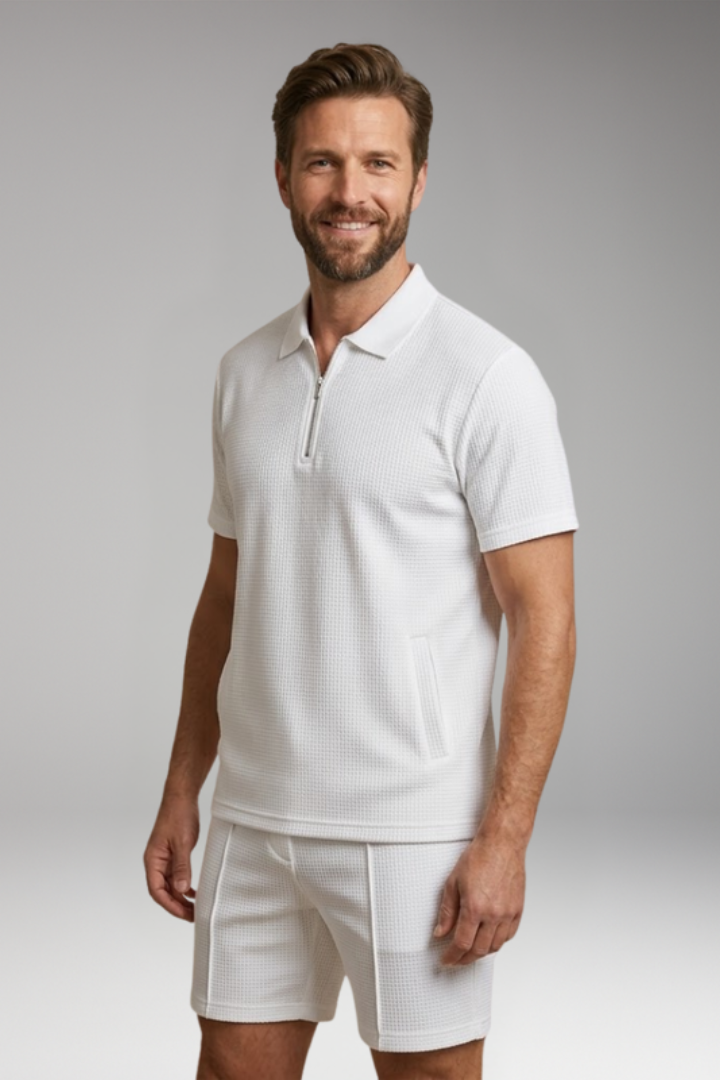 Men's Two Piece Set with Polo Top and Shorts