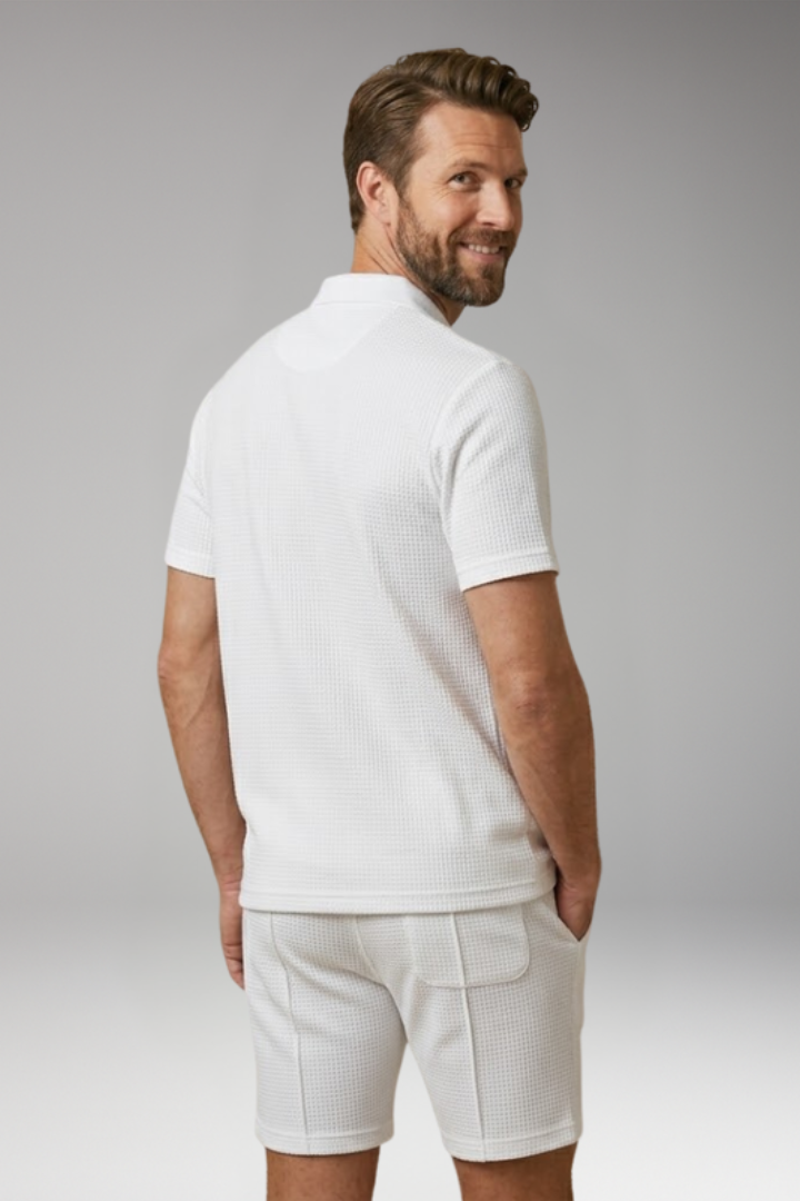 Men's Two Piece Set with Polo Top and Shorts