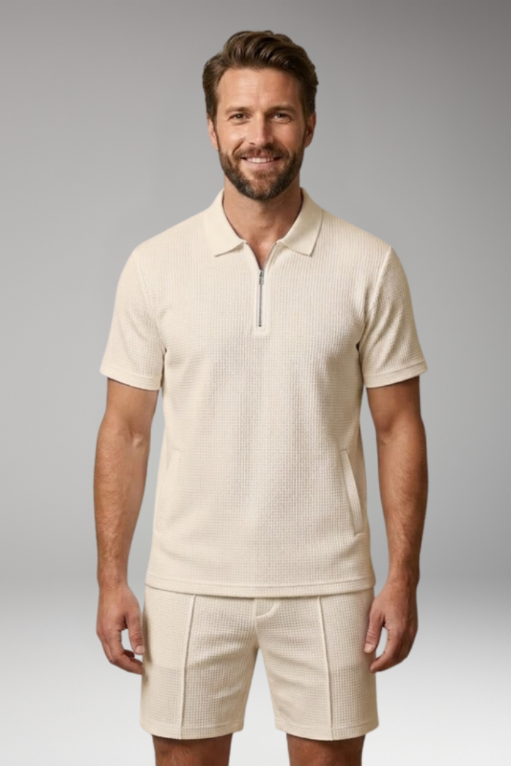 Men's Two Piece Set with Polo Top and Shorts