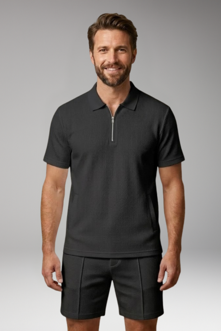 Men's Two Piece Set with Polo Top and Shorts