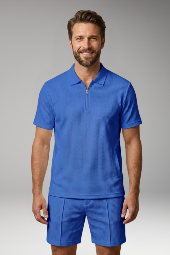 Men's Two Piece Set with Polo Top and Shorts