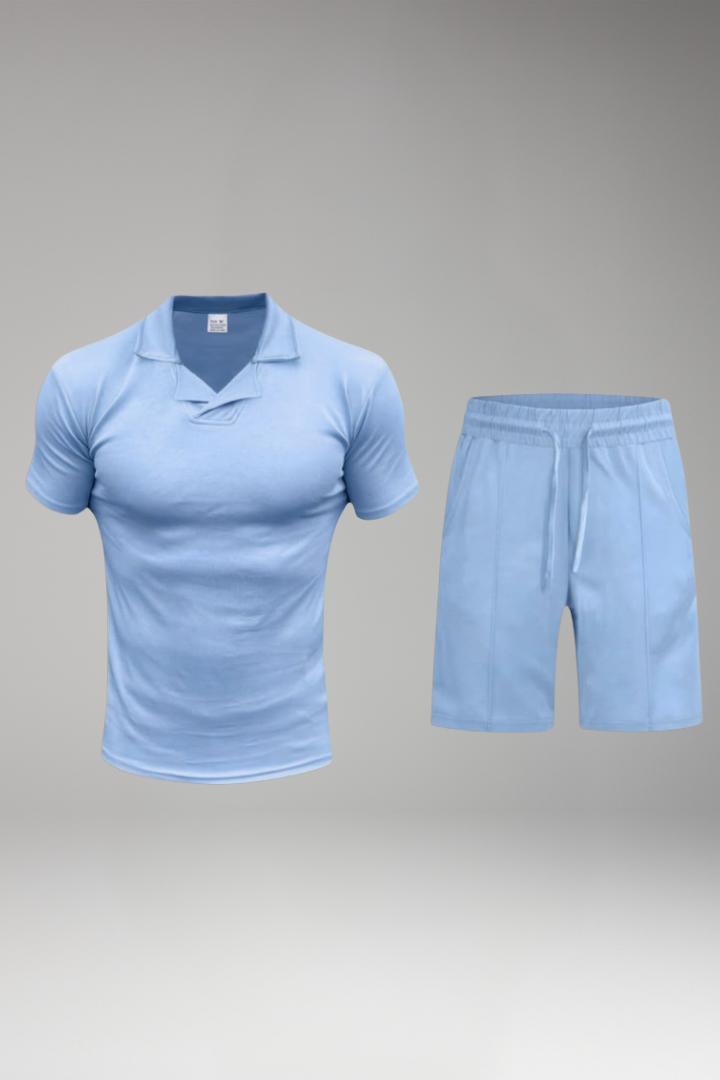 Men's Two Piece Sportswear Set with Elastic Waist Shorts