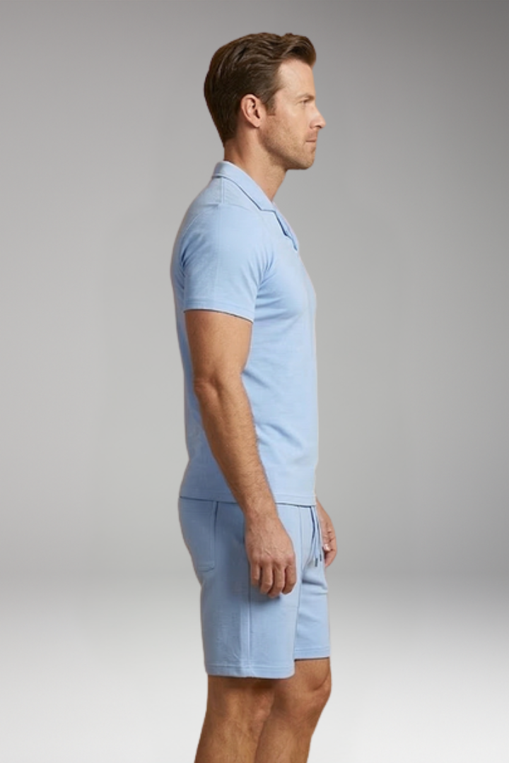 Men's Two Piece Sportswear Set with Elastic Waist Shorts