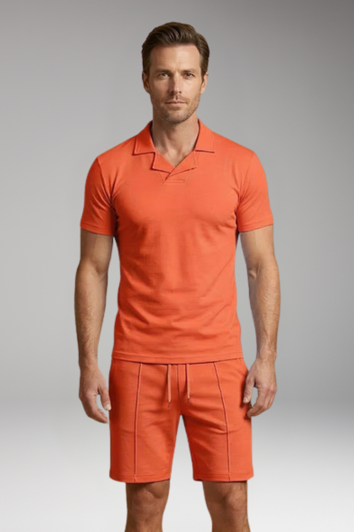 Men's Two Piece Sportswear Set with Elastic Waist Shorts