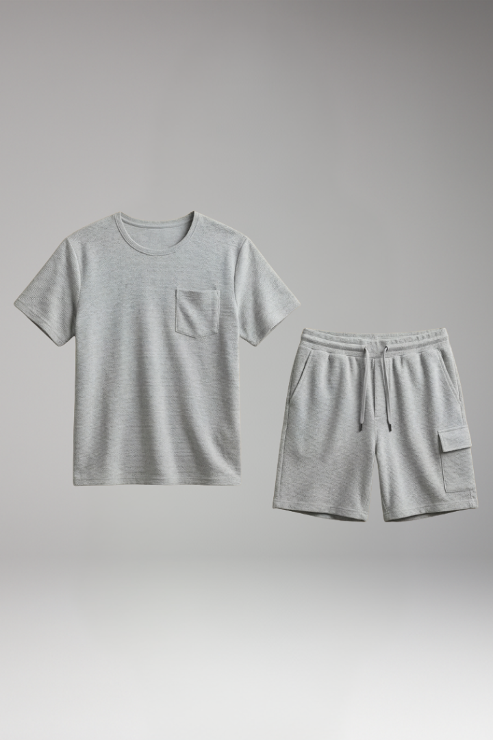 Men's Two-Piece Sportswear Set with Round Neck Top