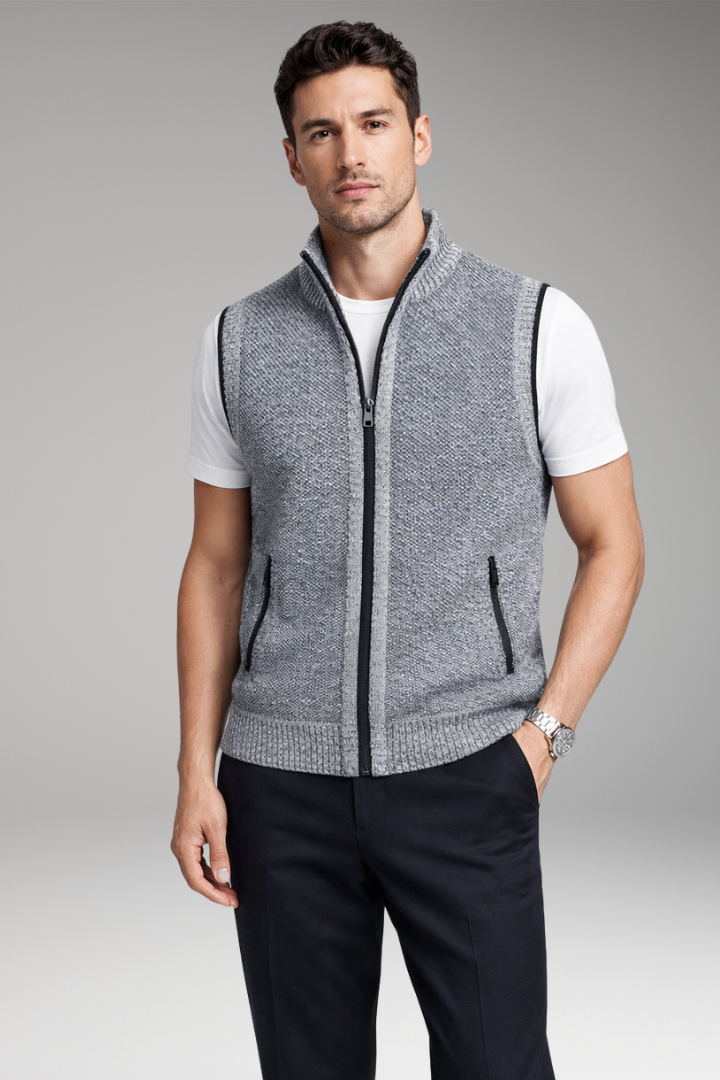 Men’s Vest with Zipper Closure and Side Pockets