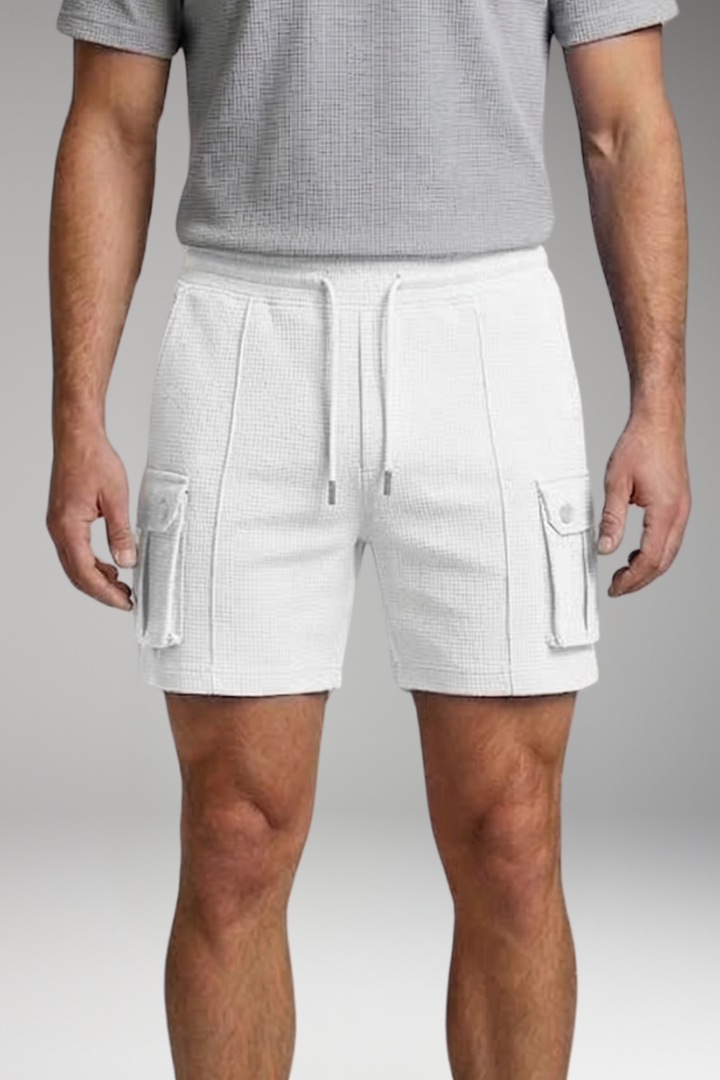 Men's Waffle Shorts with Drawstring and Side Pockets