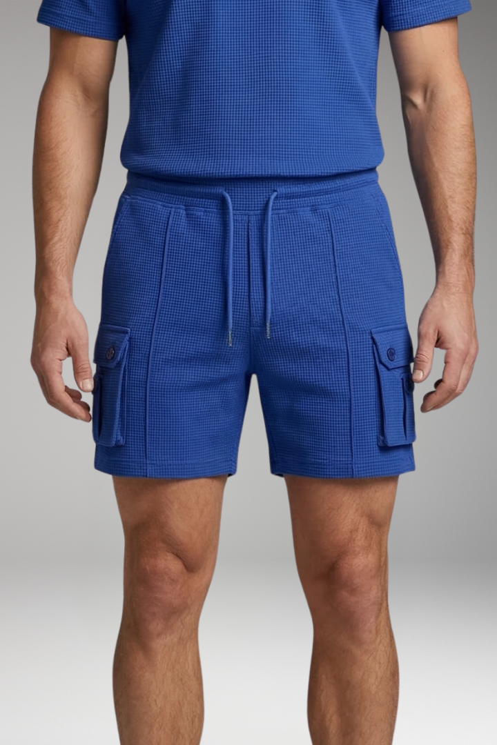 Men's Waffle Shorts with Drawstring and Side Pockets
