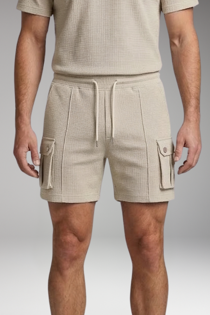 Men's Waffle Shorts with Drawstring and Side Pockets