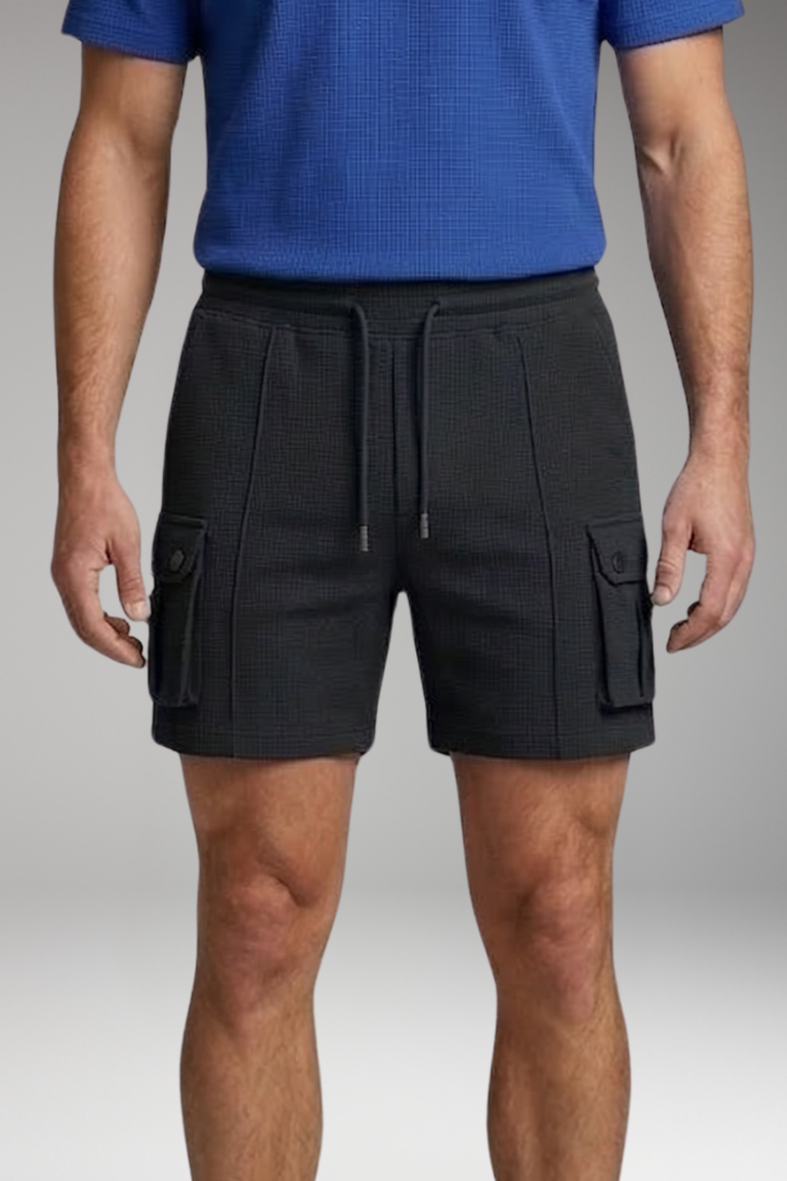 Men's Waffle Shorts with Drawstring and Side Pockets