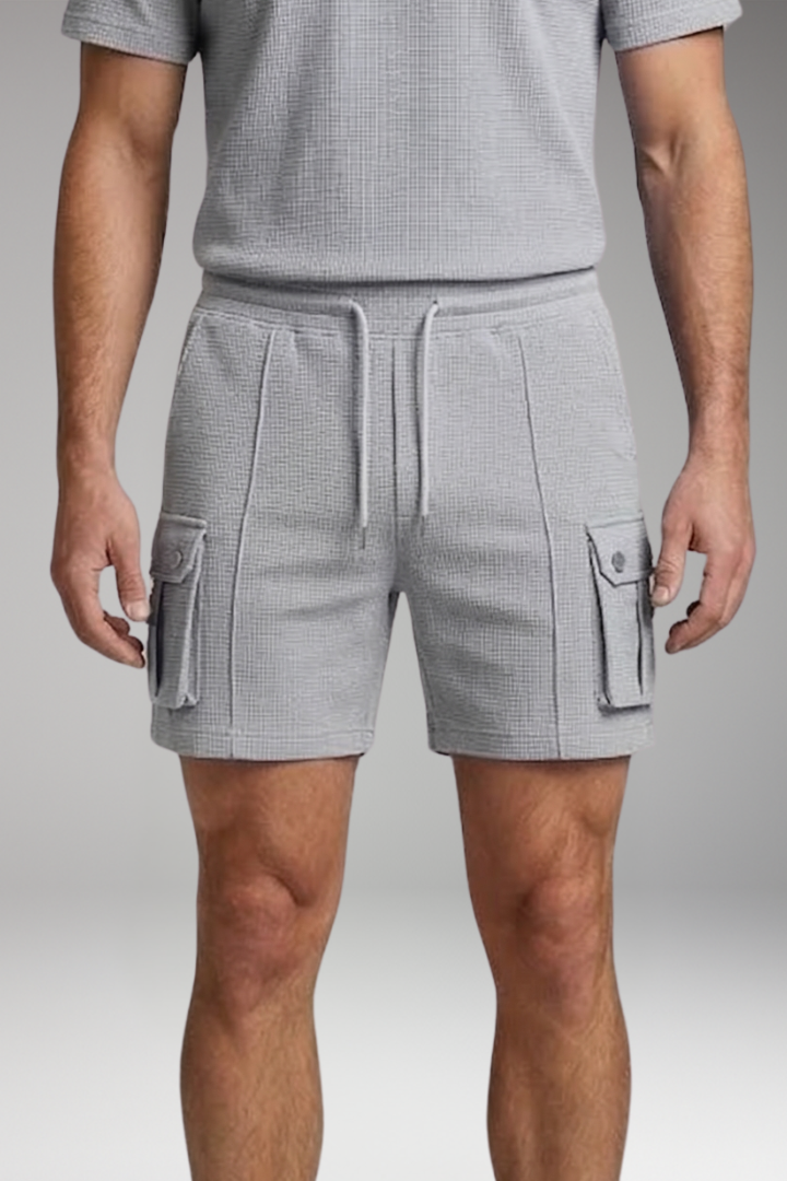 Men's Waffle Shorts with Drawstring and Side Pockets