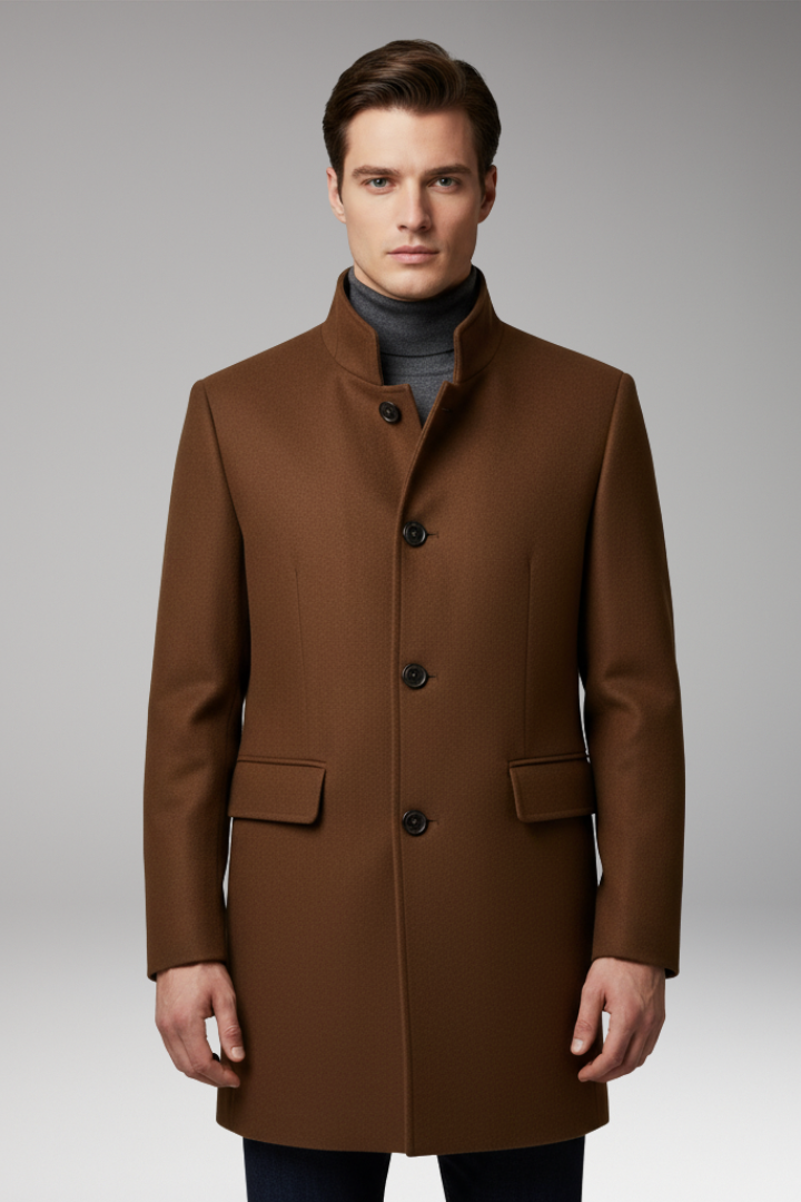 Men’s Winter Jacket with Insulated Interior and Snap Closure