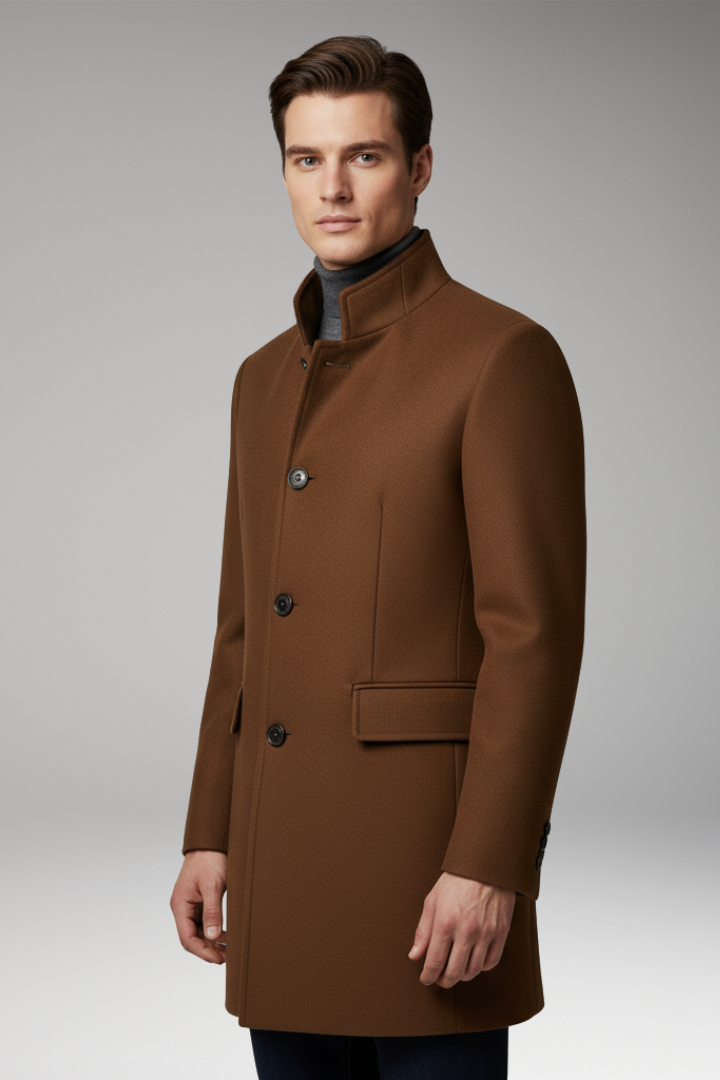 Men’s Winter Jacket with Insulated Interior and Snap Closure