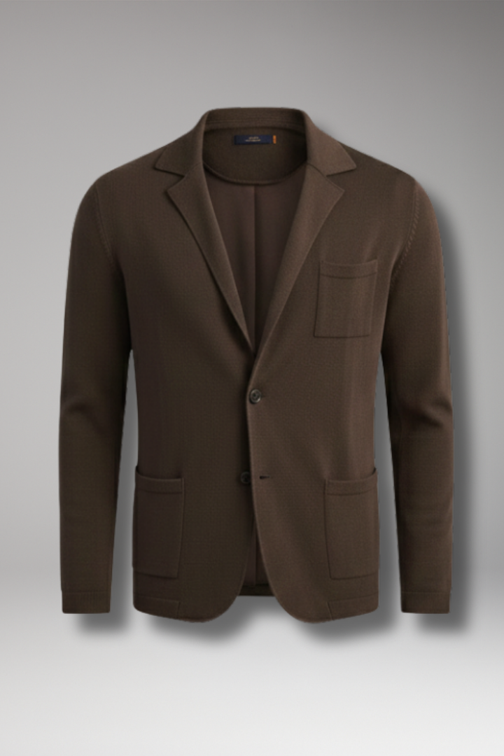 Men’s Blazer with Lapel Collar and Single-Row Front Closure