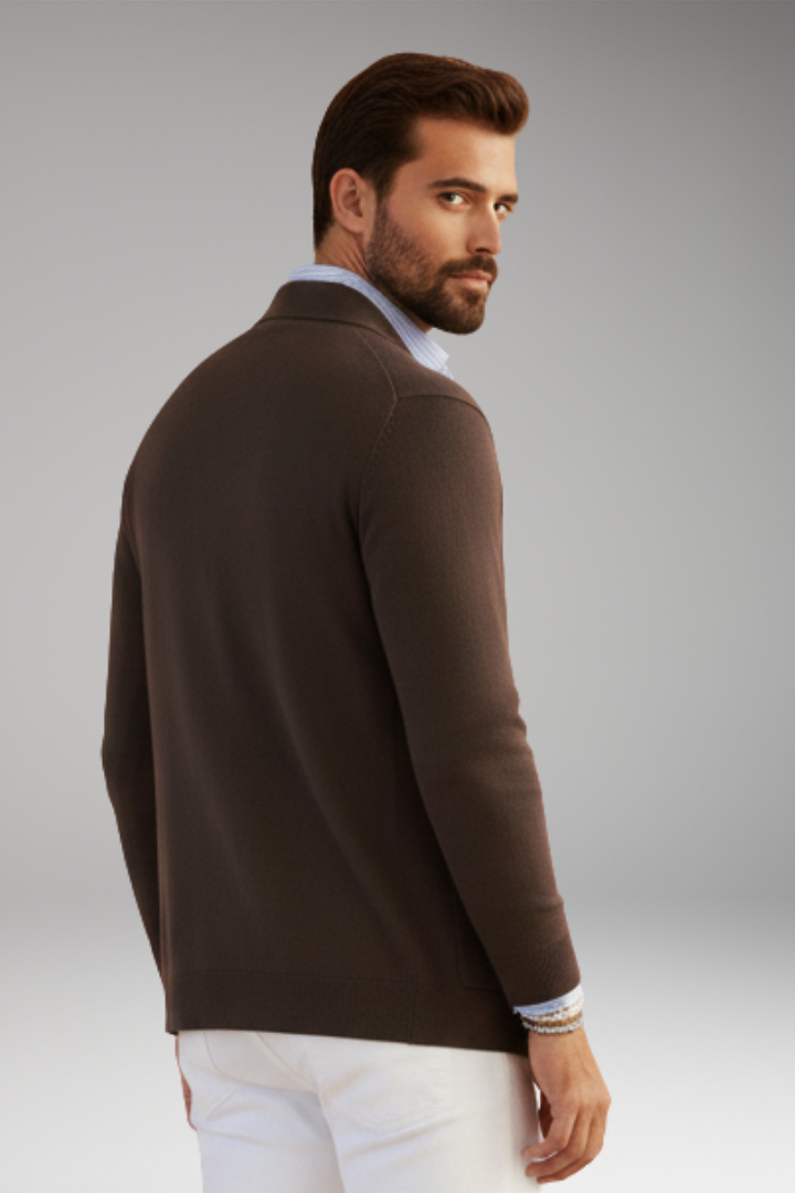 Men’s Blazer with Lapel Collar and Single-Row Front Closure