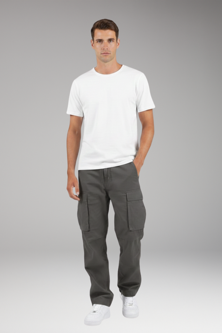 Men’s Cargo Trousers with Drawstring Waist and Multiple Pockets