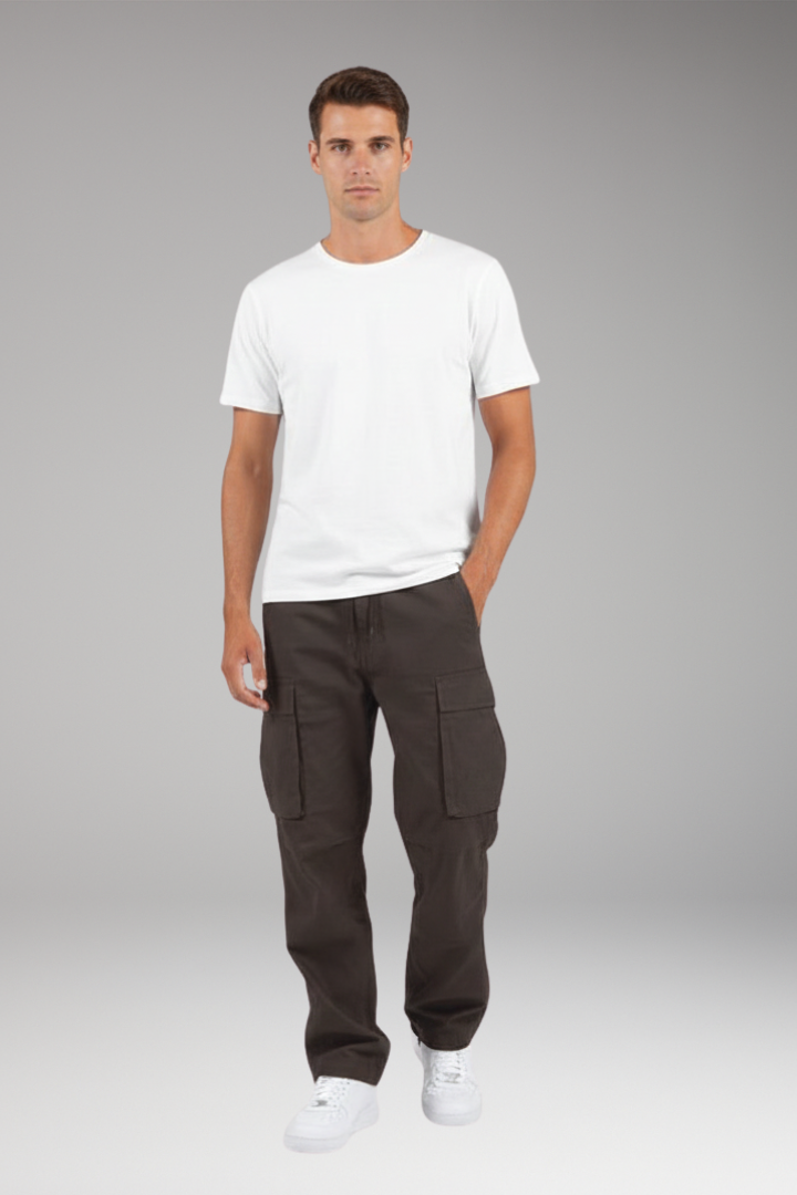 Men’s Cargo Trousers with Drawstring Waist and Multiple Pockets