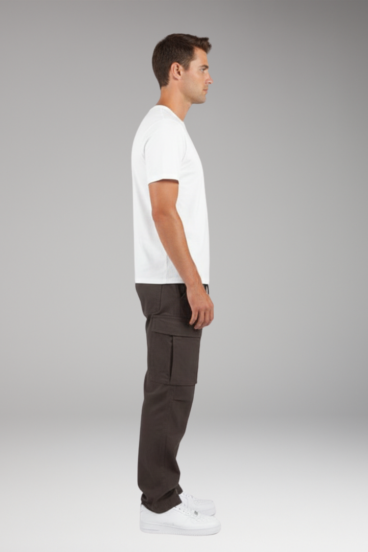 Men’s Cargo Trousers with Drawstring Waist and Multiple Pockets