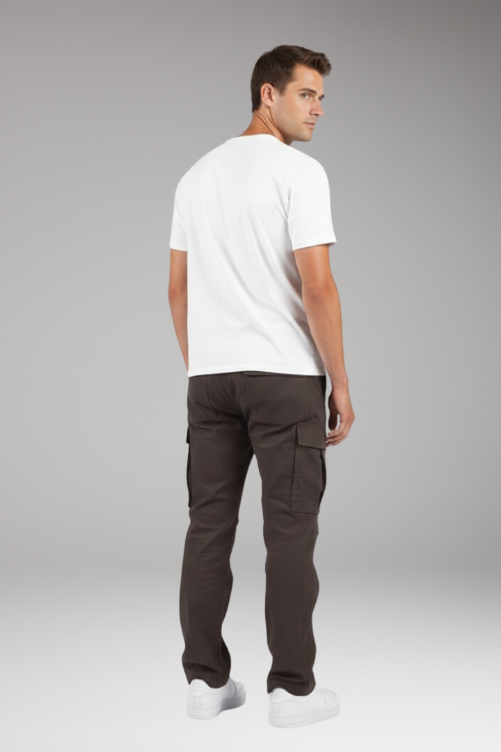 Men’s Cargo Trousers with Drawstring Waist and Multiple Pockets