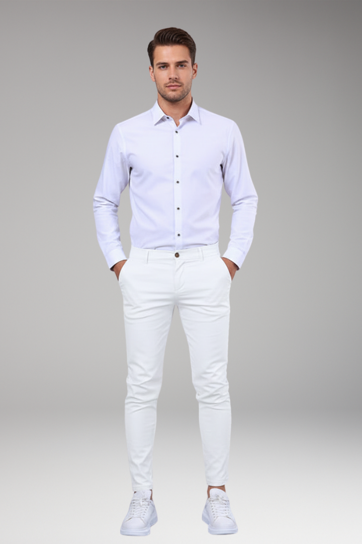 Men’s Chino Trousers with Slim Legs and Button Closure