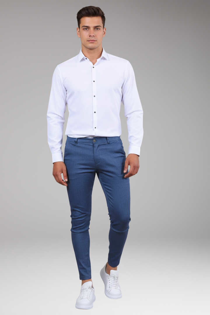 Men’s Chino Trousers with Slim Legs and Button Closure